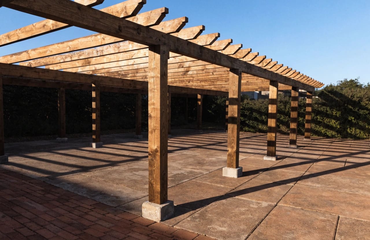 Pergola over a patio in an Ipswich backyard