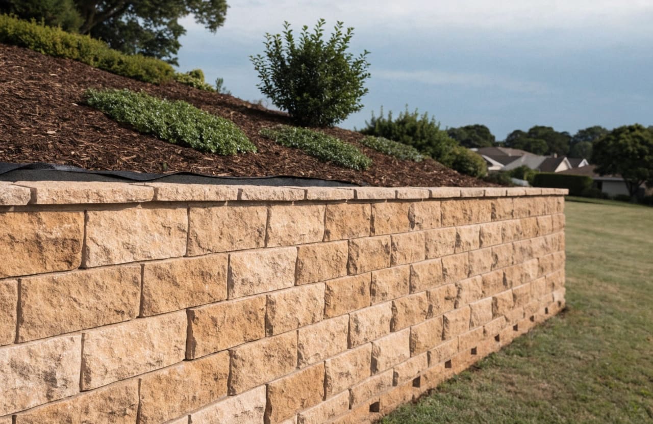 Retaining wall in a sloped Ipswich garden