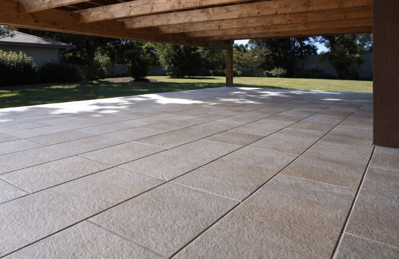 Freshly laid outdoor tiles on an Ipswich patio
